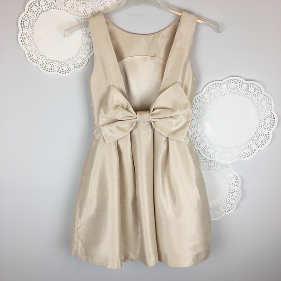 Lulus Dresses & Skirts - Lulu’s Sexy Beige Cream Gold Mini Bow Back Dress